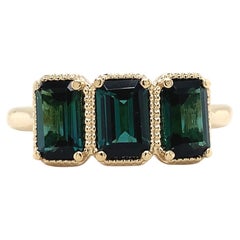 3-Stone 1.67ct Teal Tourmaline 14K Ring