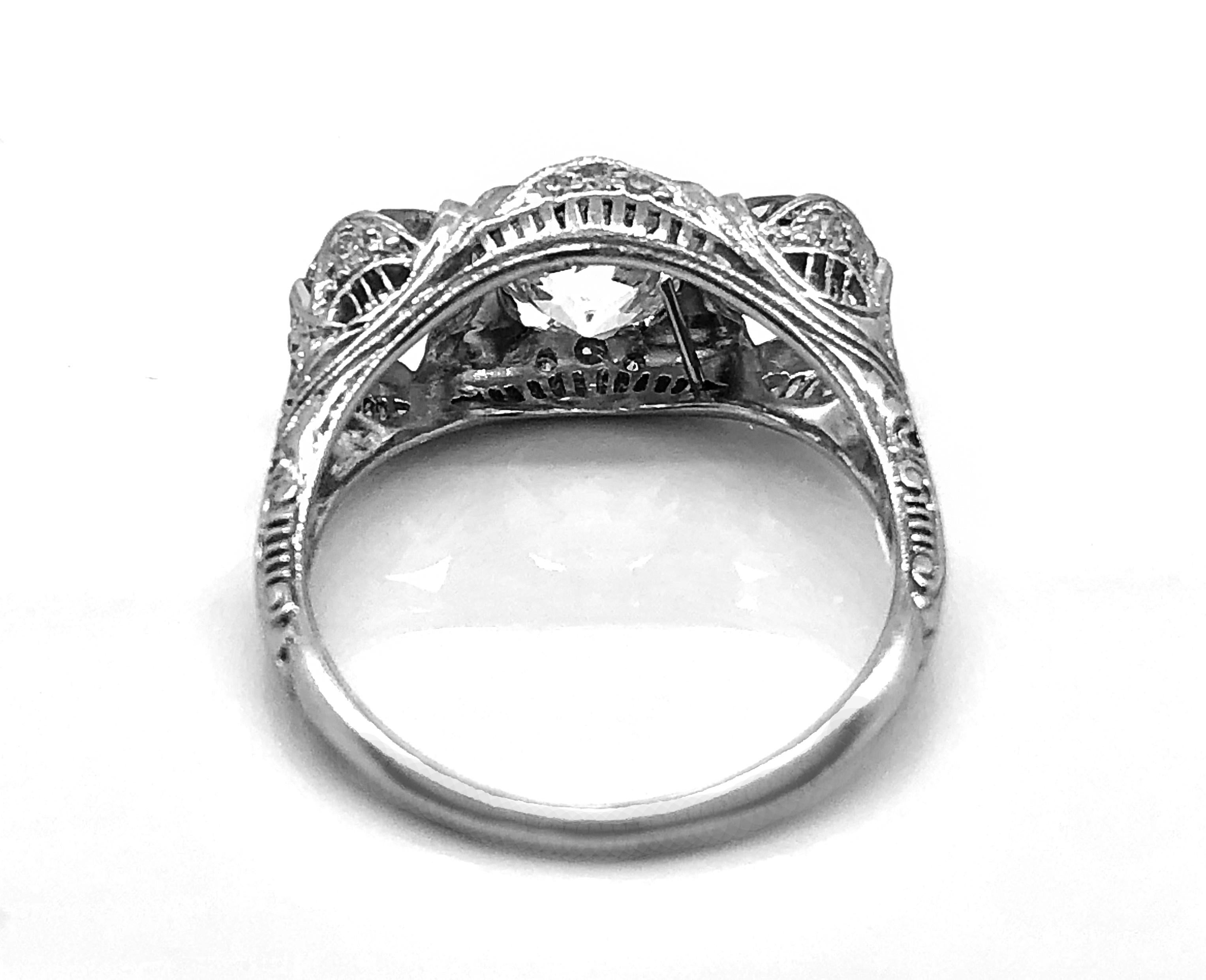 Old Mine Cut 3-Stone 3.20 Carat Total Weight Diamond Edwardian Engagement Ring Platinum