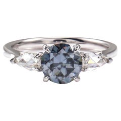 3 Stone Black Diamond Engagement Ring Unique Black White Gold Wedding Ring