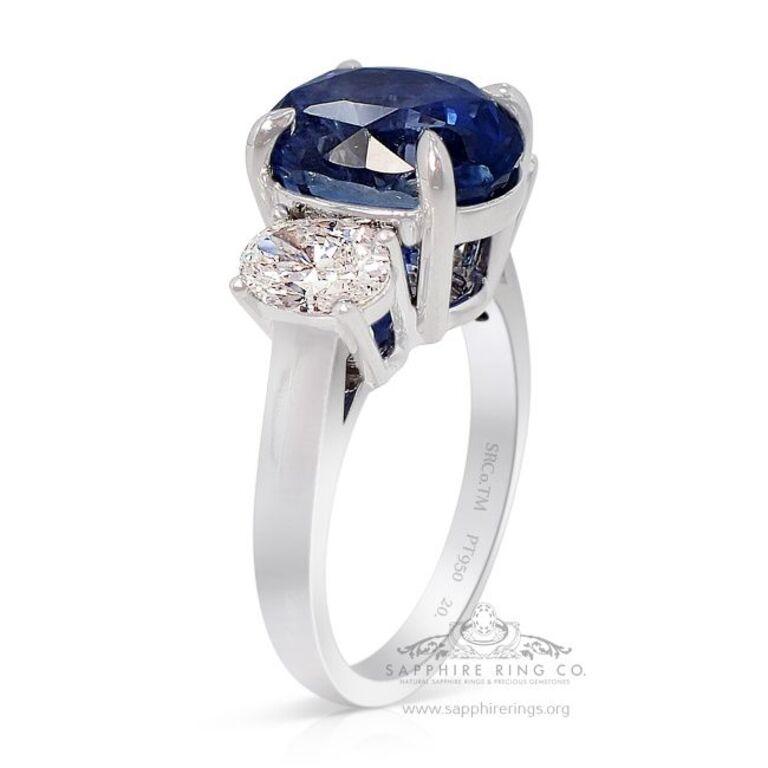 3 Stone Ceylon Sapphire Ring, 7.11ct Unheated Platinum Ring GIA Certified x 3 In New Condition In Tampa, FL