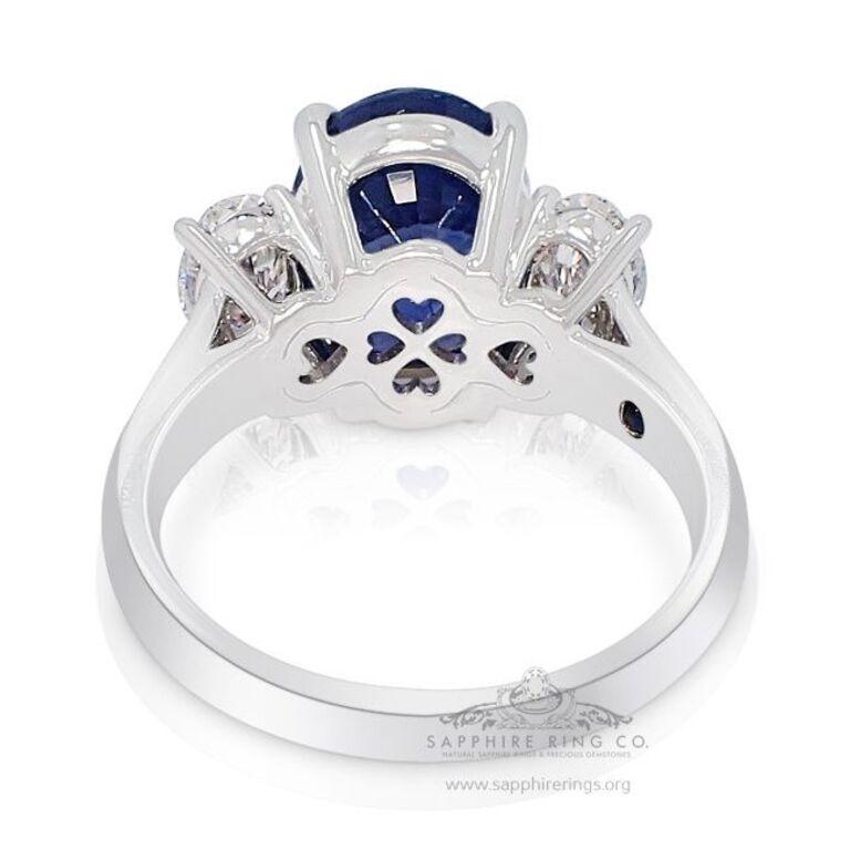 3 Stone Ceylon Sapphire Ring, 7.11ct Unheated Platinum Ring GIA Certified x 3 1