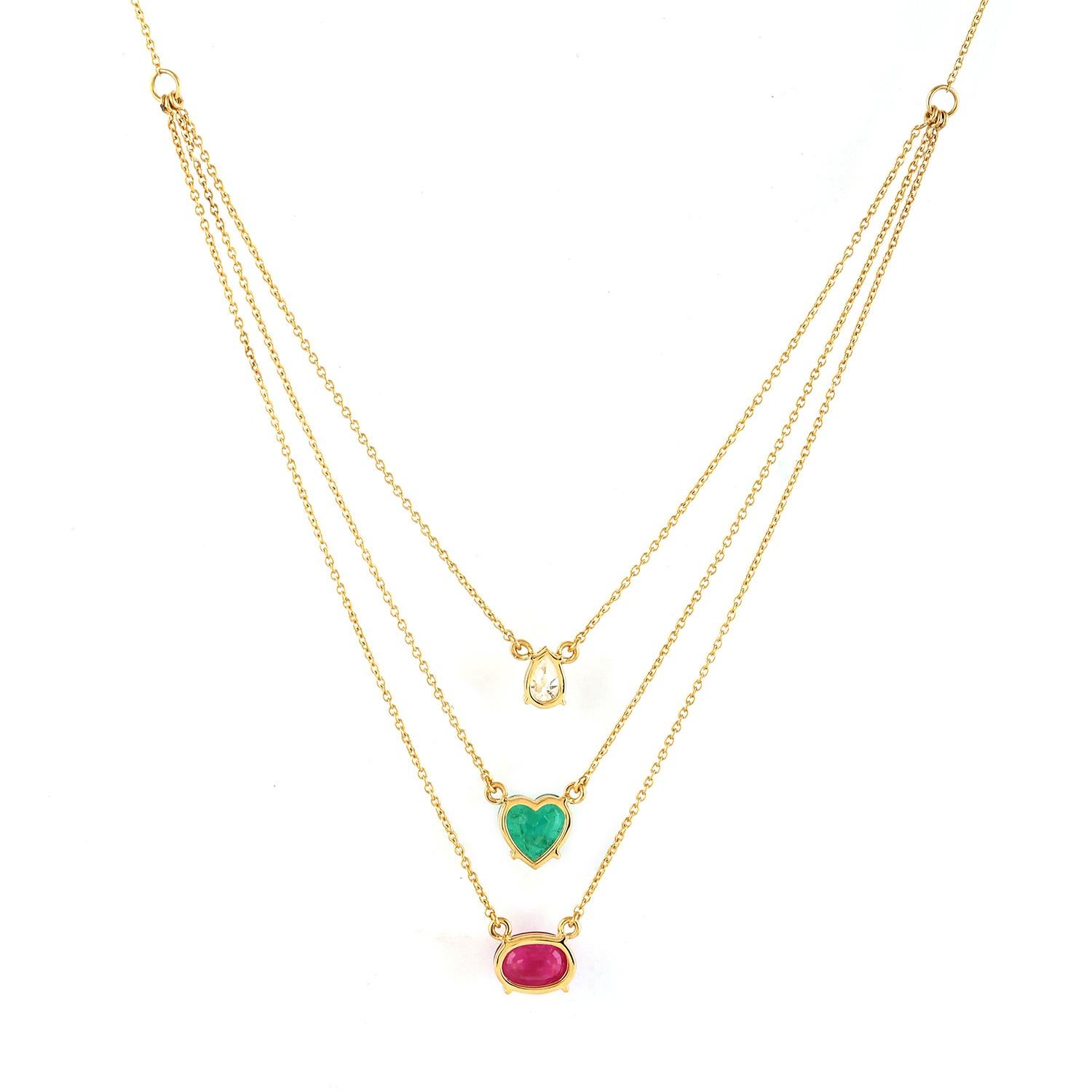 18KT:3.728g, D:0.38ct, Emer:0.91ct, Rubino:1.40ct,