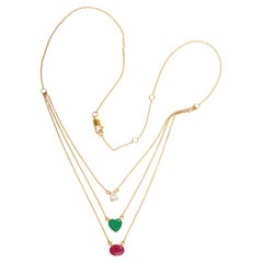 3 Stone Chain Necklace Made In 18k Yellow Gold