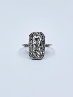 3 Stone Diamond Art Deco Style Ring