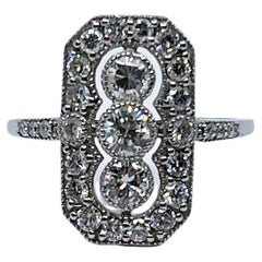 3 Stone Diamond Art Deco Style Ring