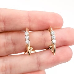 3-Stone Diamond Earrings in 14k Yellow Gold