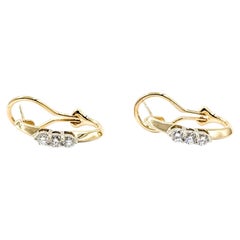3-Stone Diamond Earrings in 14k Yellow Gold