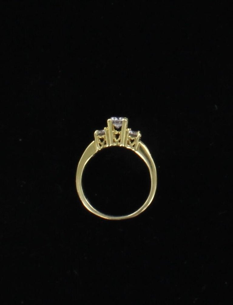 3-Stone Diamond Engagement Ring in 14 Karat Yellow Gold at 1stDibs