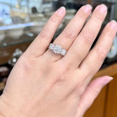 3 Stone Diamond Halo Ring Platinum