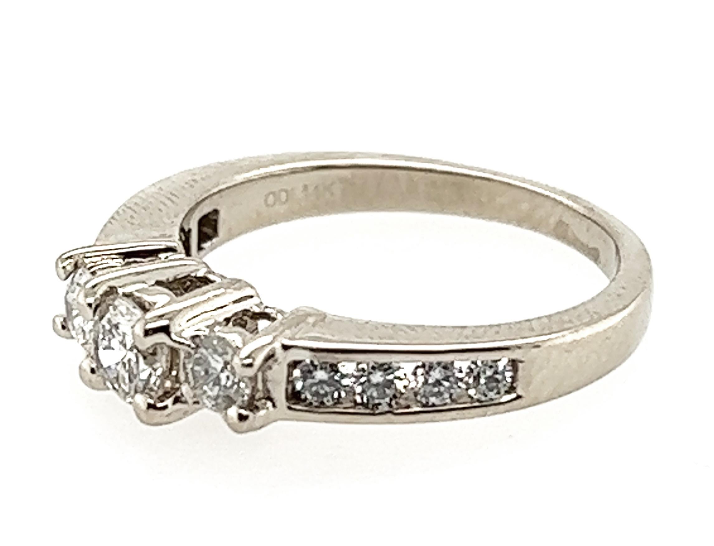 Round Cut 3 Stone Diamond Ring .85ct Round Brilliant Wedding Ring Set 14K Brand New For Sale