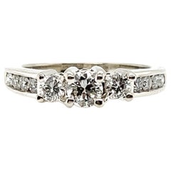 Used 3 Stone Diamond Ring .85ct Round Brilliant Wedding Ring Set 14K Brand New