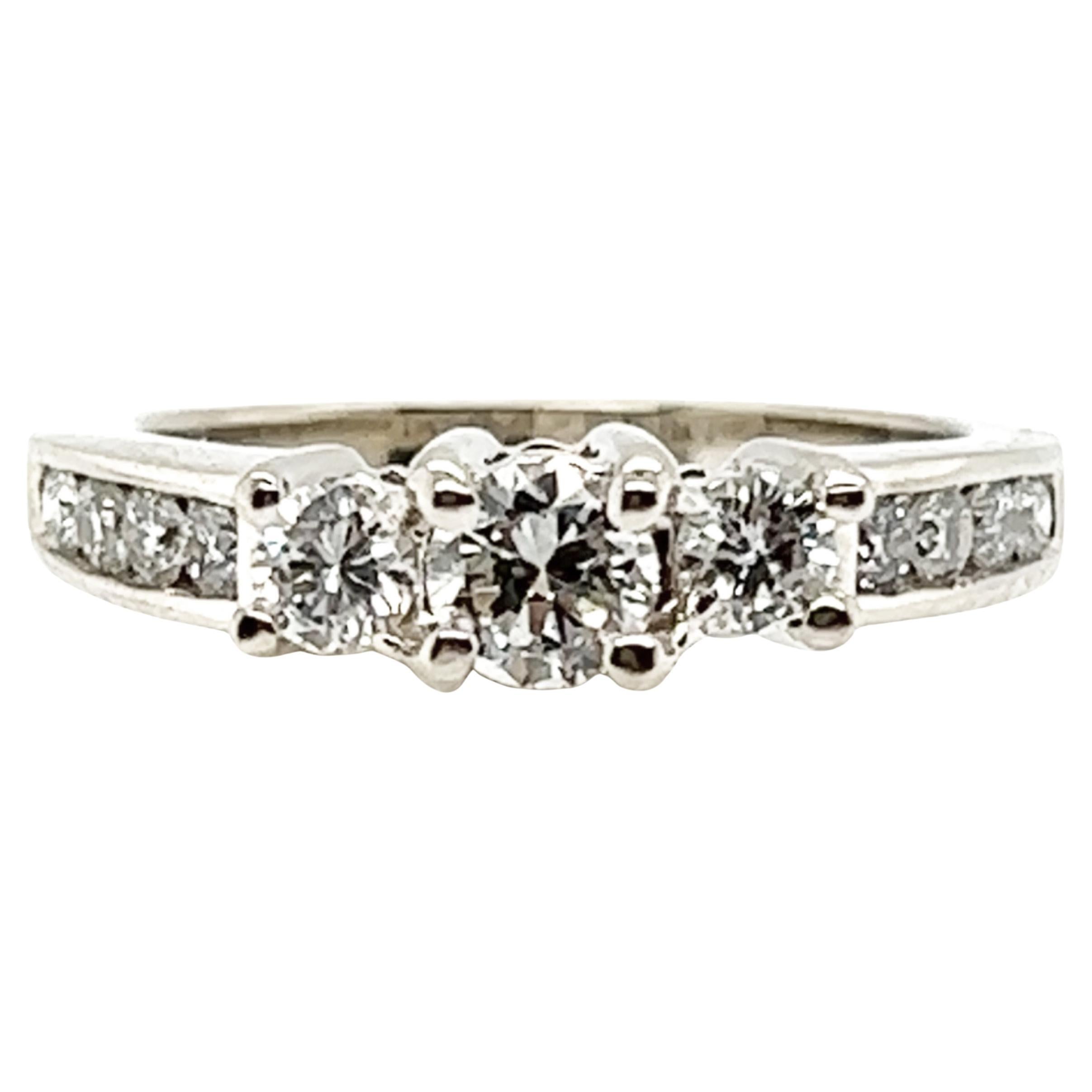 3 Piedras Anillo de Diamantes .85ct Redondo Brillante Anillo de Boda 14K Nuevo