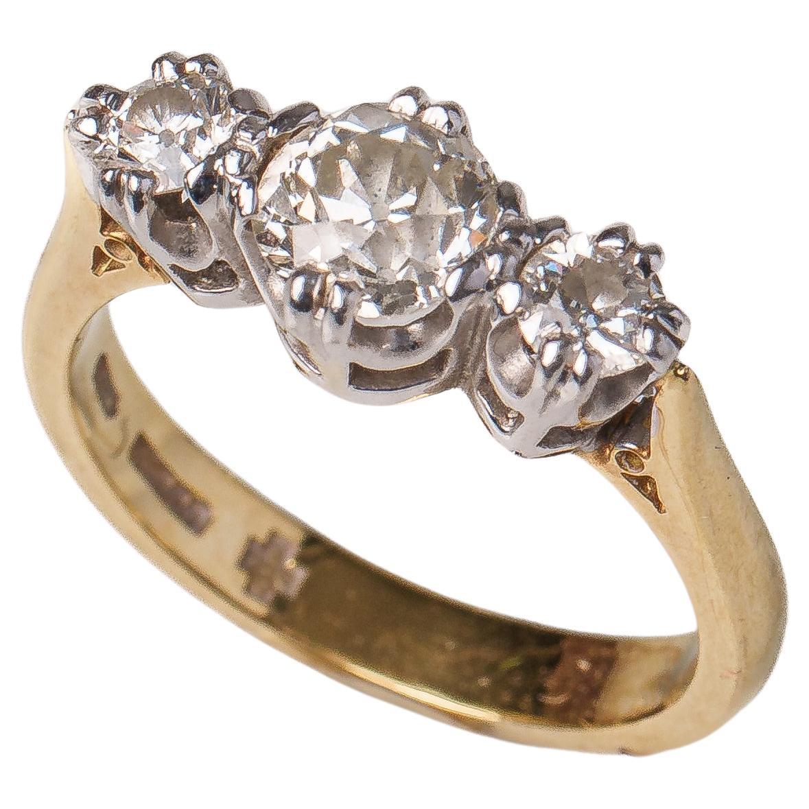 3 Stone Diamond Ring, Early 20th Century