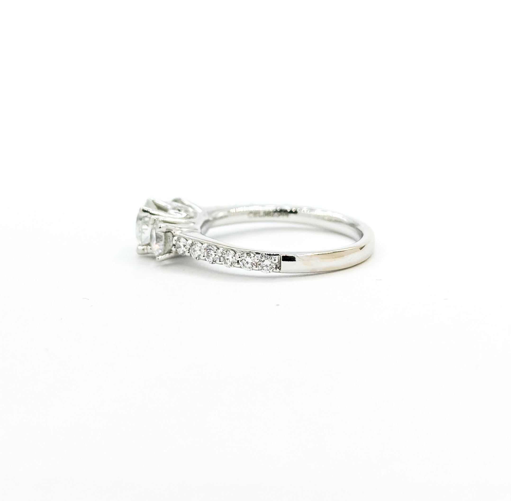 Anello con 3 pietre e diamanti in oro bianco 14k in vendita 3