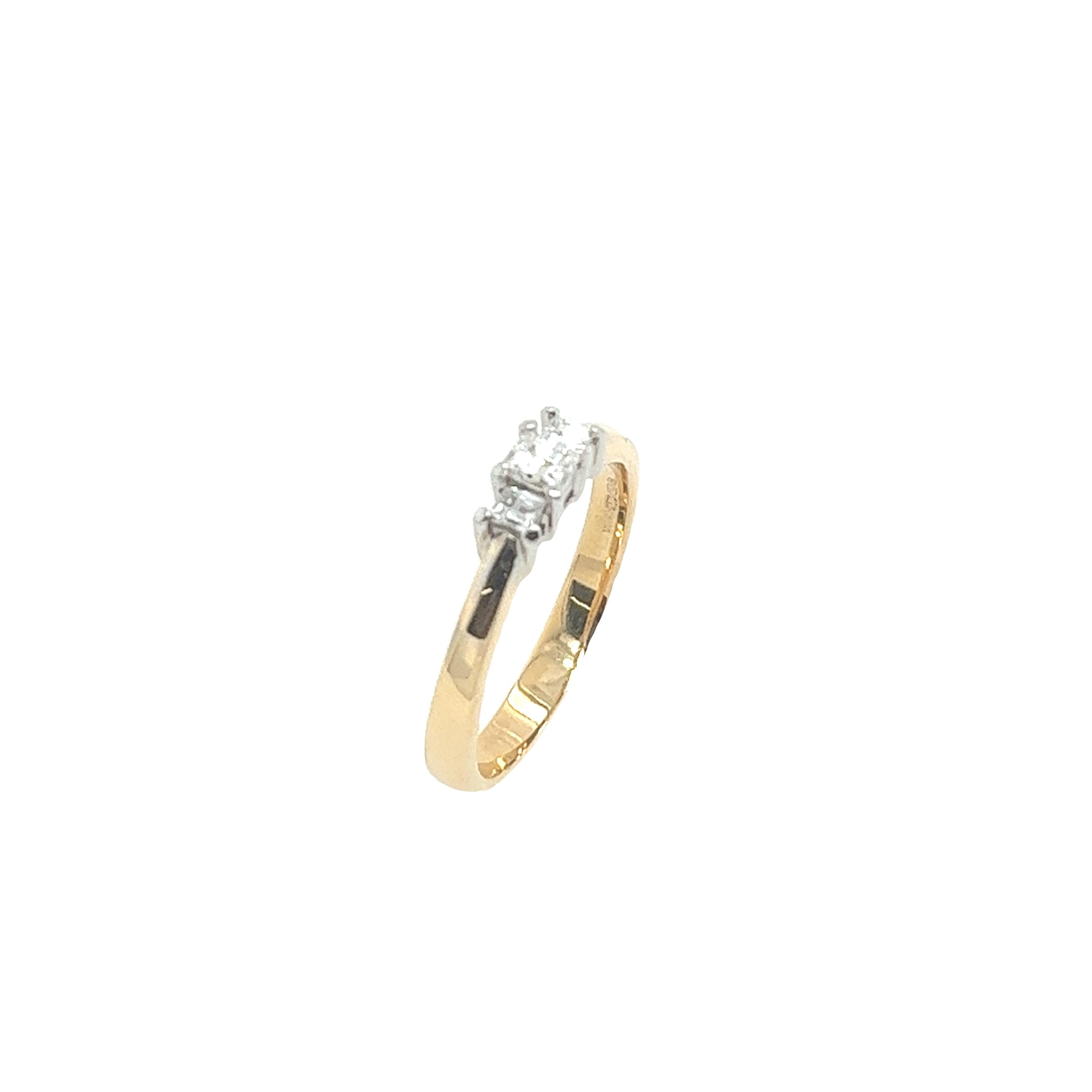 Women's 3-Stone Diamond Ring, Set With 0.35ct of Diamonds In 18ct Yellow & White Gold For Sale