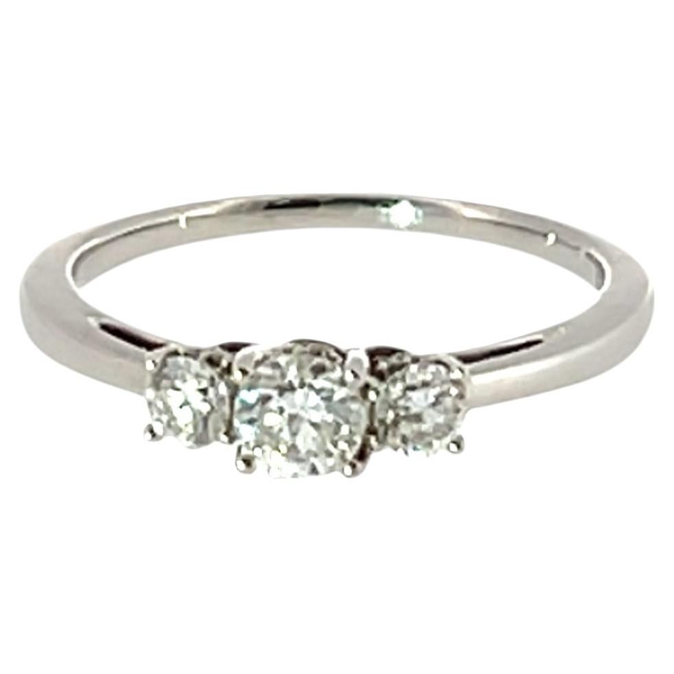 3 Stone Diamond Ring Set With 18ct White Gold For Sale