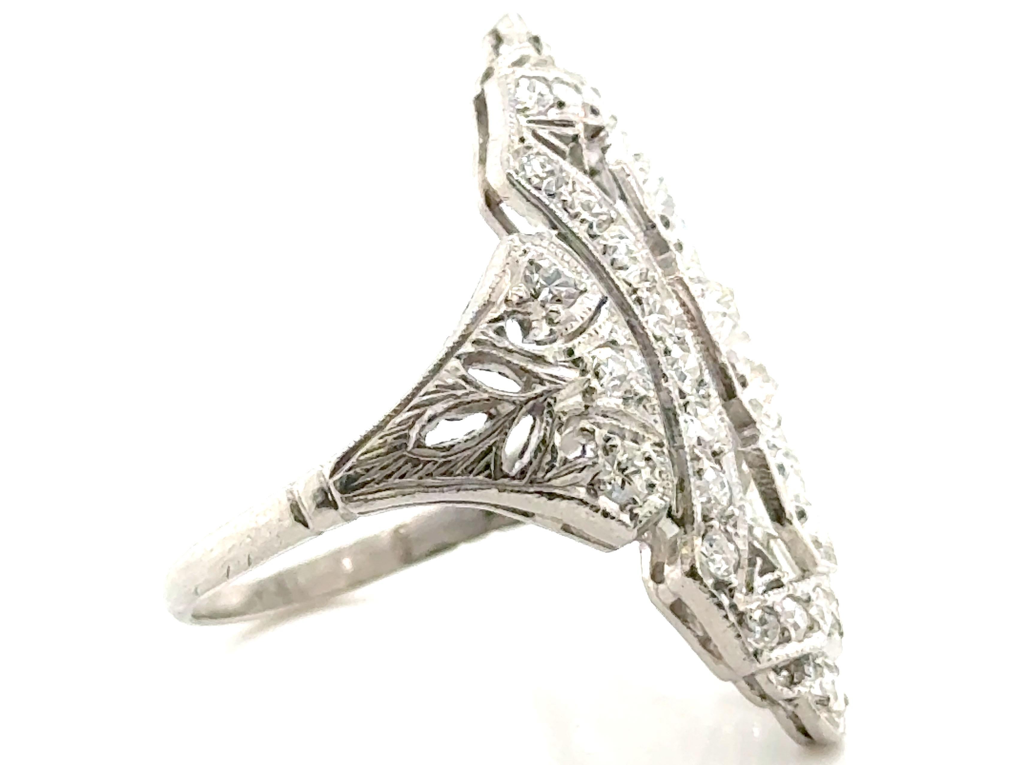 Old European Cut 3 Stone Diamond Ring with Antique Single Cuts Genuine 1930's Art Deco Platinum For Sale
