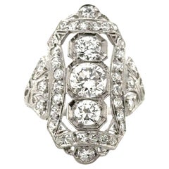 3 Stone Diamond Ring mit antiken Single Cuts Echt 1930's Art Deco Platin