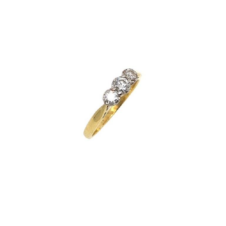 18ct Yellow & White Gold 3 Stone Diamond Ring, Total Diamond Weight 0.33ct.

Additional Information:
Total Diamond Weight: 0.33ct
Diamond Colour : G/H
Diamond Clarity: Si
Total Weight: 2.6g
Ring Size: L 1/2
SMS3551