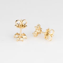 3-Stone Diamond Stud Earrings Estate 18 Karat Yellow Gold Vintage Fine Jewelry