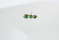 3 Stone Emerald Crawler Single Earring in 18 Karat Yellow Gold