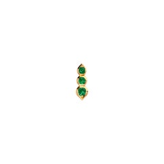 3 Stone Emerald Crawler Single Earring in 18 Karat Yellow Gold
