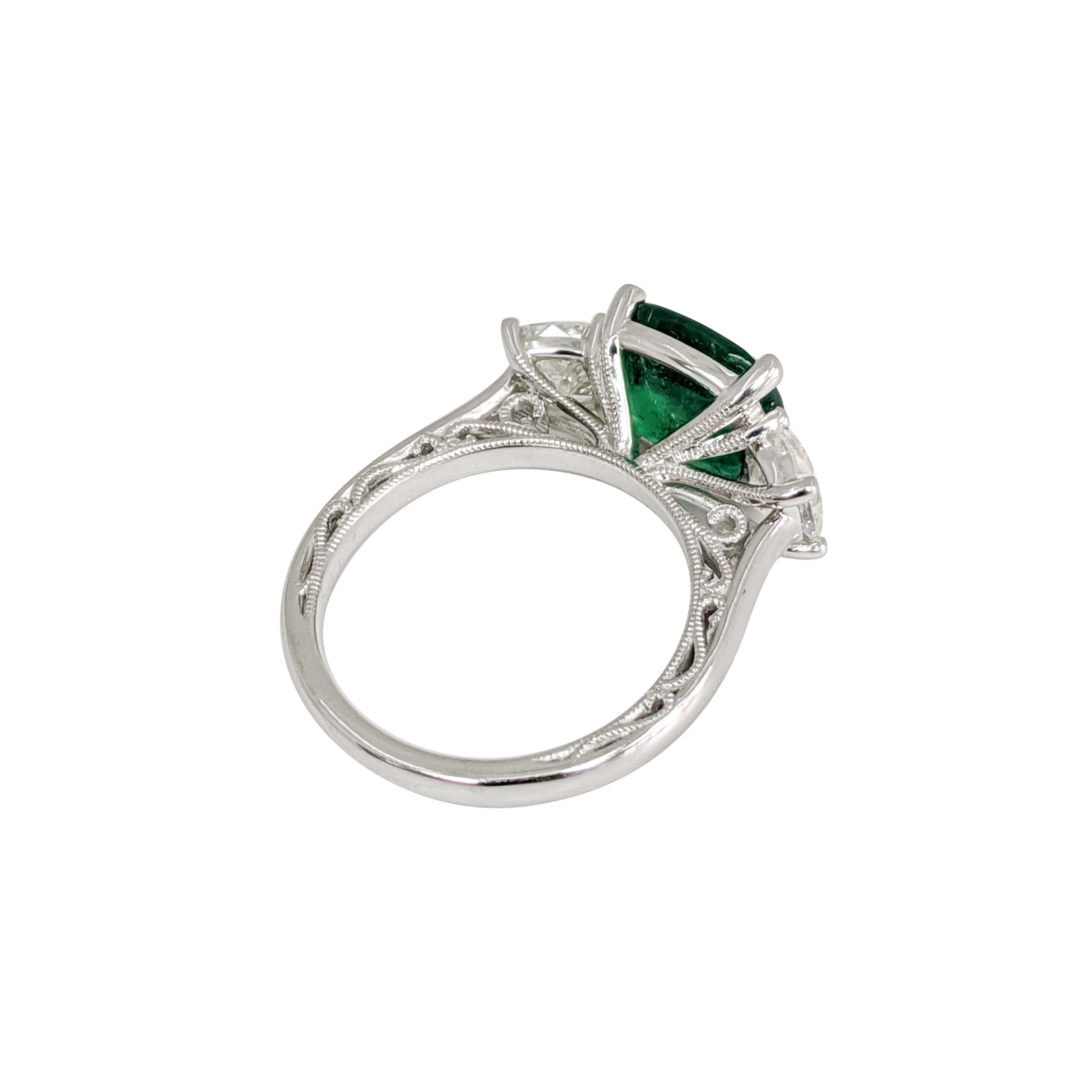 3-Stone Emerald Cut/Cushion Diamond, Fancy, Platinum Ring For Sale at ...