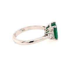 3-Stone Emerald Ring with Epaulet White Diamonds