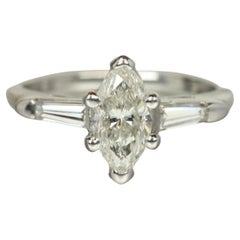 3-Stone Engagement Ring – 1.07ct Marquise & Baguette Cut Diamonds in Platinum