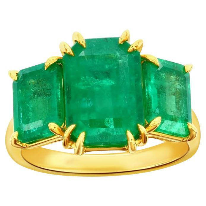 3 Stone Columbian Emerald Ring 8 Carats