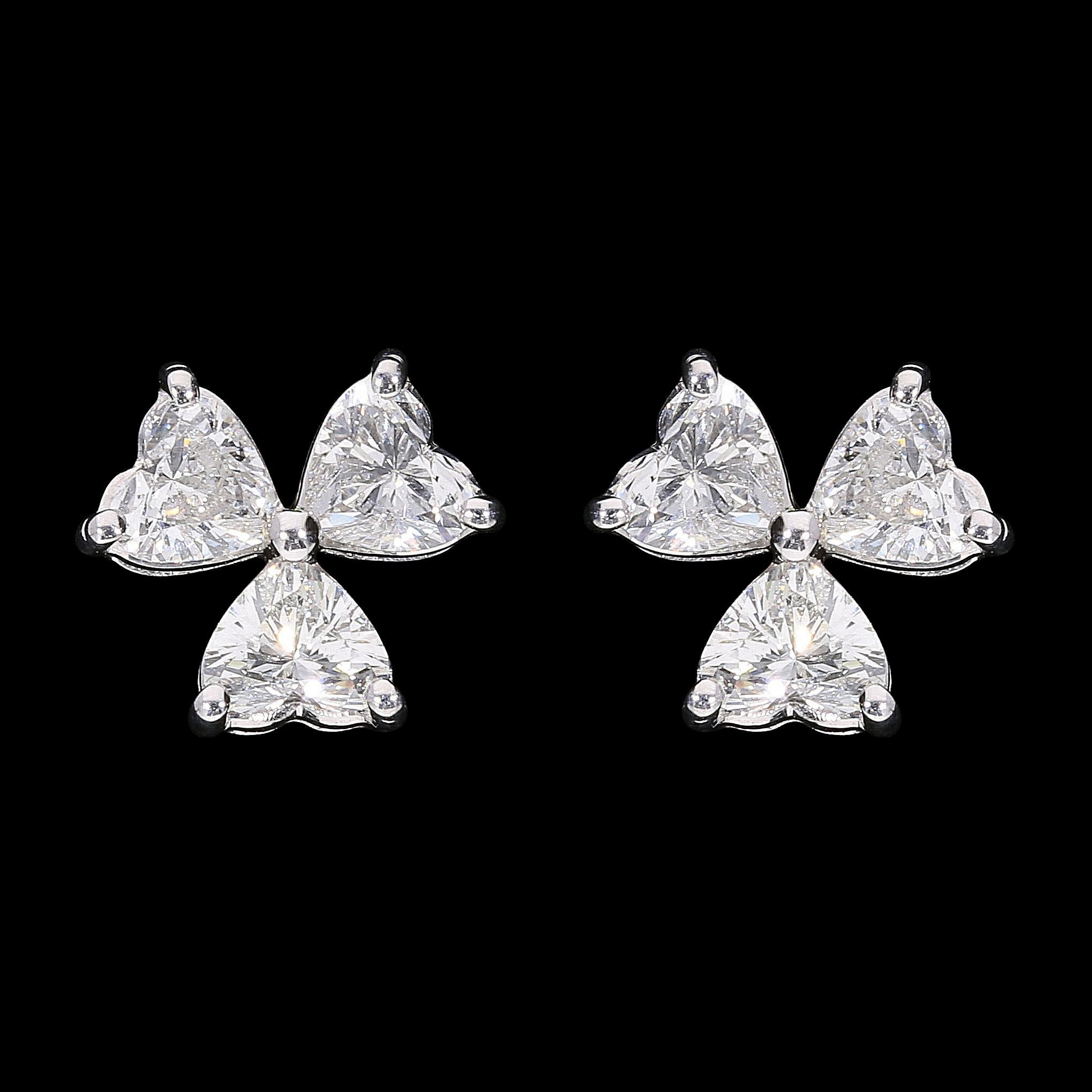 Delicate and Chic Diamond Earrings consisting of 3 1/5ct Heart Shape Diamonds Each Side.
It is a perfect daily wear earring for work and for going out.
The stone quality is VS-SI G/H Color. 
This item is available to order in Rose Gold, White Gold