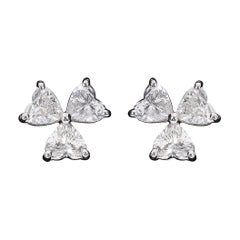 3 Stone Heart Shaped Diamond Stud Earrings Set in 18Kt Gold