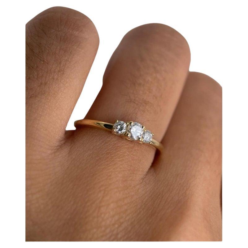 3 stone Moissanite Round Cut Engagement Ring 925 Sterling Silver Wedding Gift.