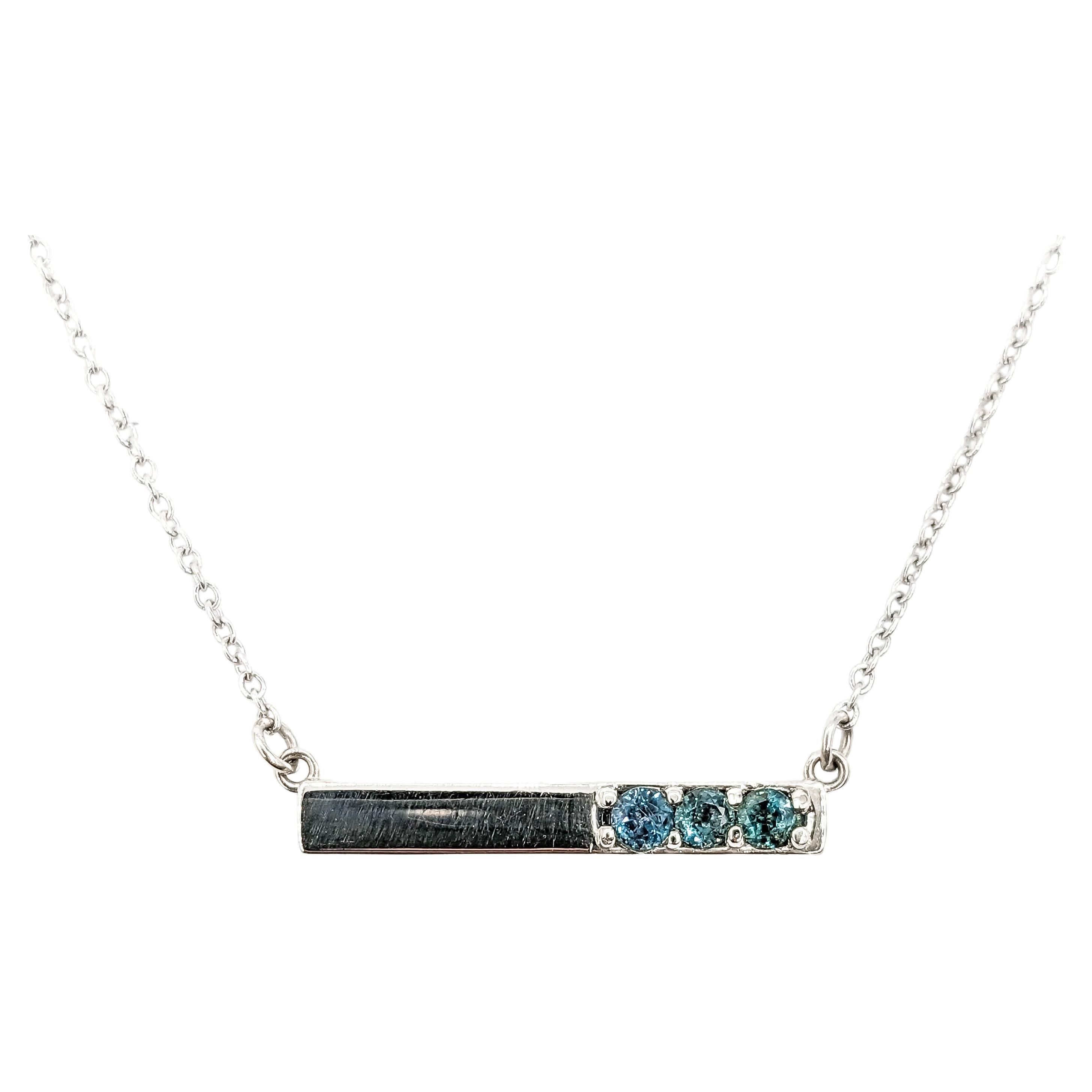 3-Stone Natural Alexandrite Necklace In White Gold 

Introducing this stunning necklace, exquisitely crafted in 14kt White Gold and featuring a 3-Stone Bar of .23ctw Brazilian Alexandrite. Known for its captivating, each Brazilian Alexandrite
