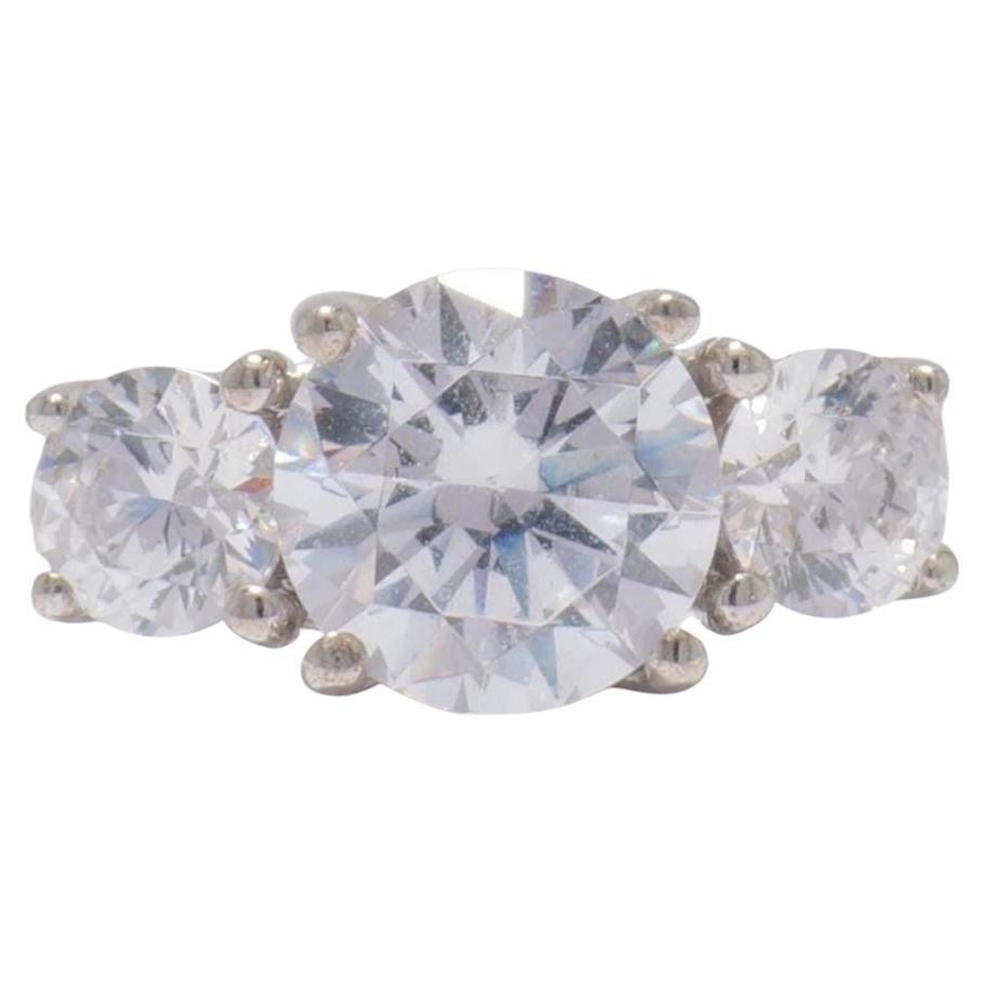 3 Stone Natural Diamond Solitaire Proposal Ring in 14K Solid Gold (Certified)