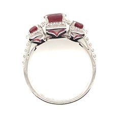 3-Stone Natural Ruby and Diamond Band