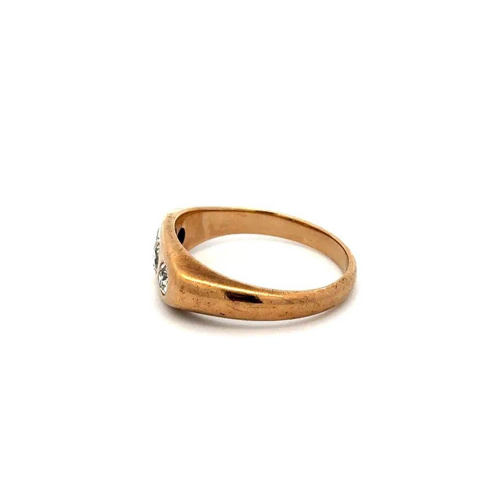 3 Stone Old European Cut Diamond Gent’s Victorian Trilogy Gold Band Ring For Sale 1