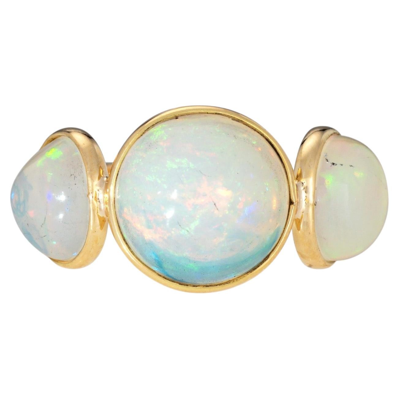 3 Stone Opal Ring Estate 18k Gelbgold Sz 7 Fine Cocktail Estate Jewelry