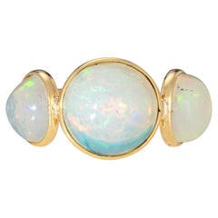 3 Stone Opal Ring Estate 18k Yellow Gold Sz 7 Fine Cocktail Estate Jewelry