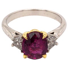 3-Stone Pink Ruby and Diamond Ring