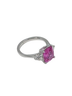 3-Stone Pink Sapphire/White Diamond Engagement Ring, 18 Carat