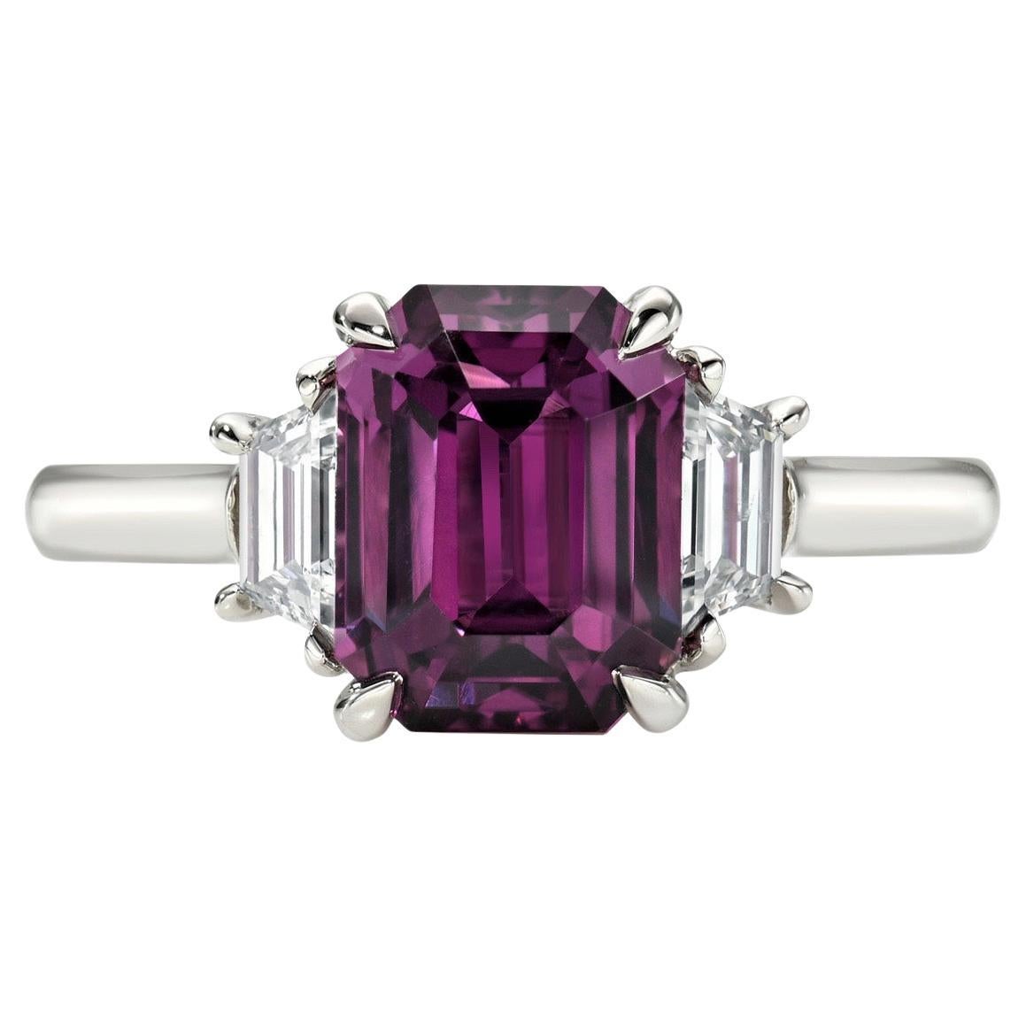 Three Stone Platinum 3.78-carat Sapphire Ring – Love, Strength & Elegance - GIA For Sale
