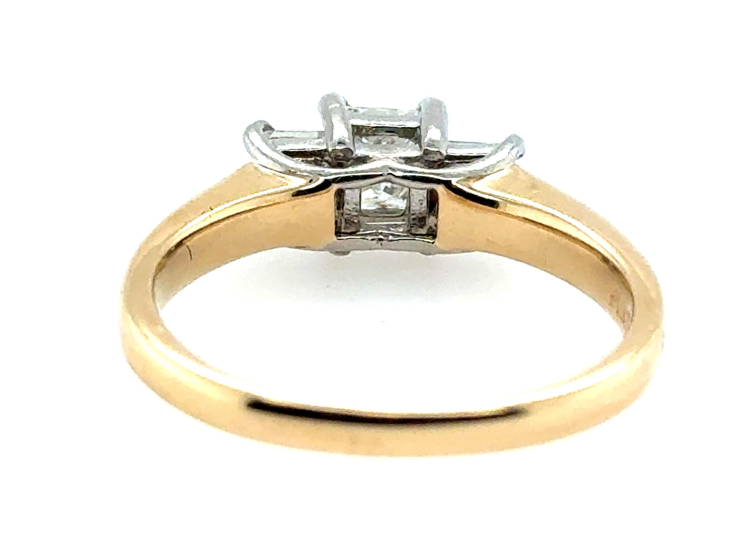 3 Steine Prinzessinnenschliff Diamant Verlobungsring .50ct 14K Gelbgold im Angebot 5
