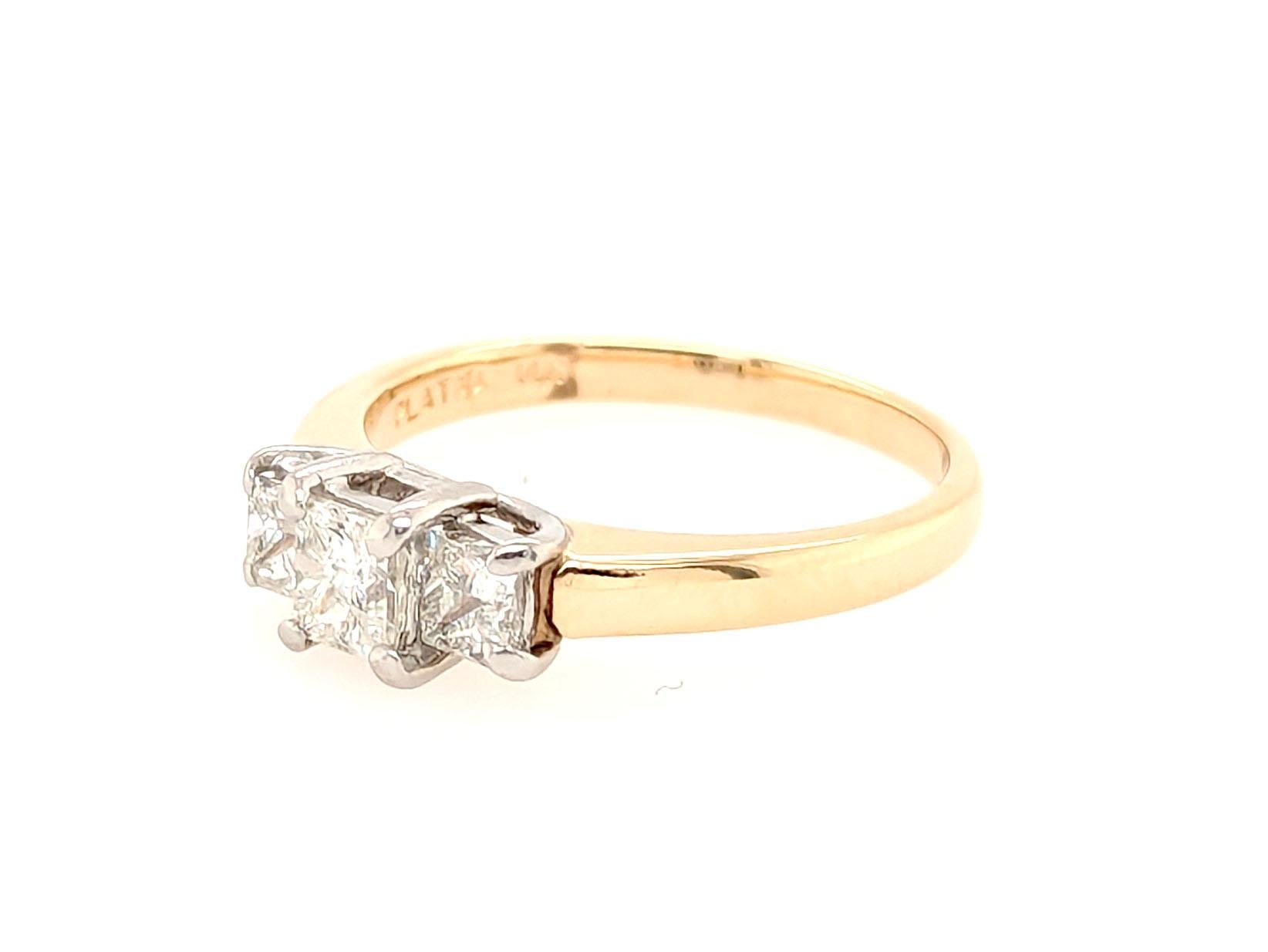 3 Steine Prinzessinnenschliff Diamant Verlobungsring .50ct 14K Gelbgold im Zustand „Hervorragend“ im Angebot in Dearborn, MI