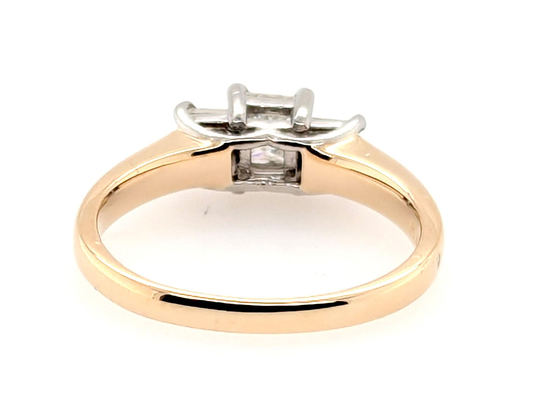 3 Steine Prinzessinnenschliff Diamant Verlobungsring .50ct 14K Gelbgold im Angebot 1
