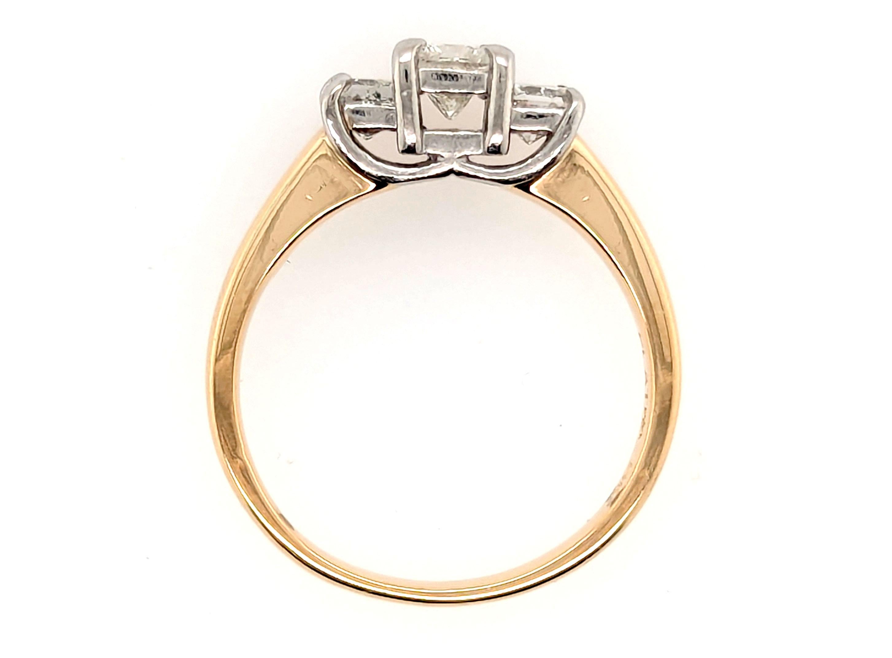 3 Steine Prinzessinnenschliff Diamant Verlobungsring .50ct 14K Gelbgold im Angebot 2