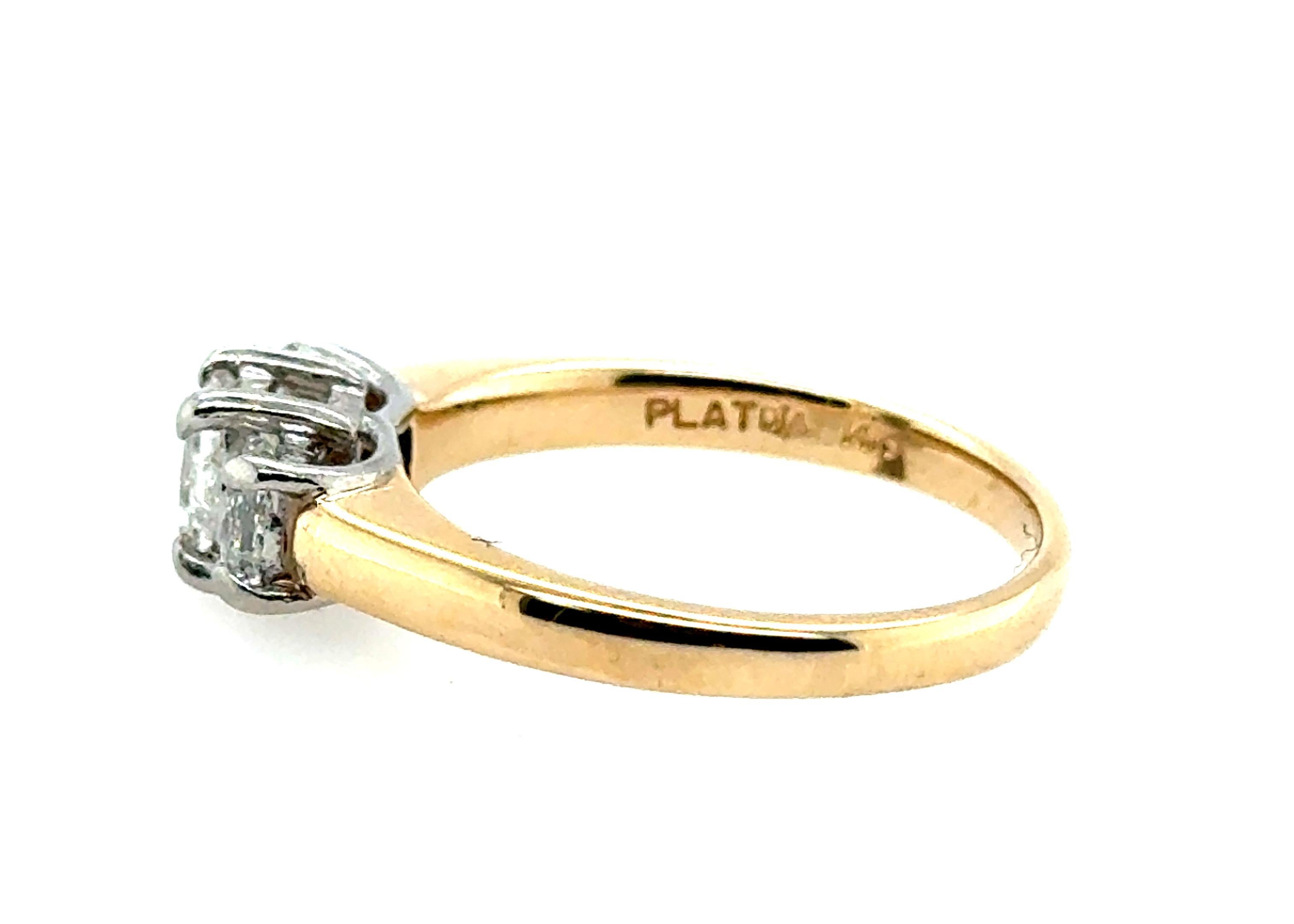 3 Steine Prinzessinnenschliff Diamant Verlobungsring .50ct 14K Gelbgold im Angebot 3
