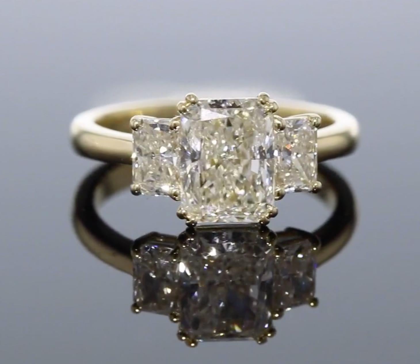 3 stone radiant cut engagement ring