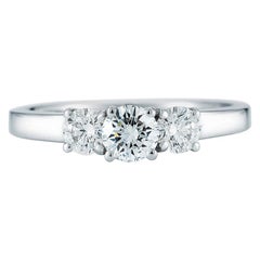 3-Stone Ring 14 Karat White Gold 1.03 Carat GIA Certified Diamond Solitaire