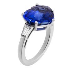 3 Stone Ring for 9.76ct Blue Heart Shape Sapphire
